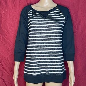 Lauren Jeans Co. Ralph Lauren Striped ¾ Zipper Raglan Sweatshirt Large